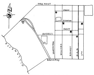 Map of churches in Eliot Neighborhood