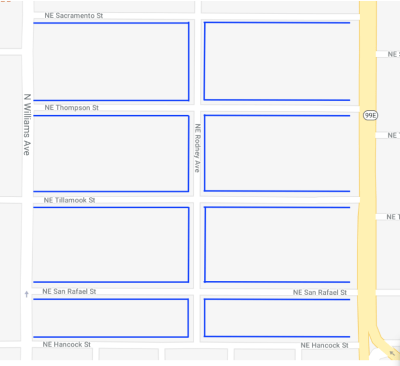 Map showing proposed parking permit area in southern Eliot