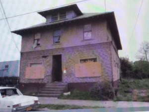 Old boarded up building